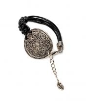 BEAUTIFUL BRACELET WITH METAL PLATE OF FLORAL PATTERNS