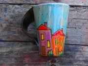 Hand-made ceramic painted cup