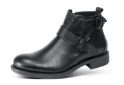 MEN'S BLACK BOOTS WITH DECORATIVE BUCKLES AND RIBBING