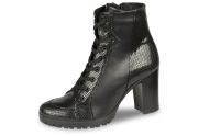 Black ladies' boots with shoelaces and zipper