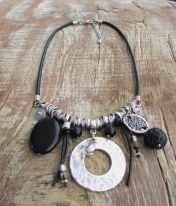 Author's necklace of metal and onyx