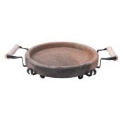 Sach /flat earthen baking dish/ on metal stand