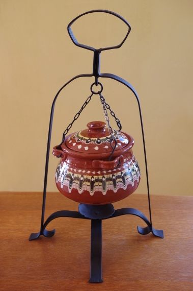 Copper with stand for warming food up