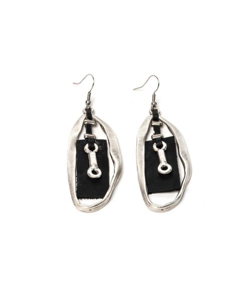 Earrings of genuine leather