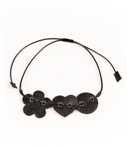 Choker necklace of genuine leather