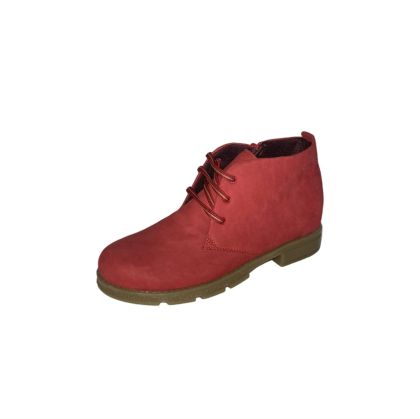 Дамски боти тип кларк в червен велур