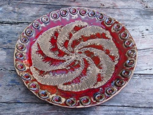 Hand-made ceramic painted plate