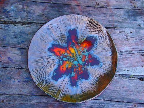Hand-made ceramic painted plate