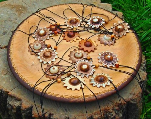Sun hand-made wooden medallion