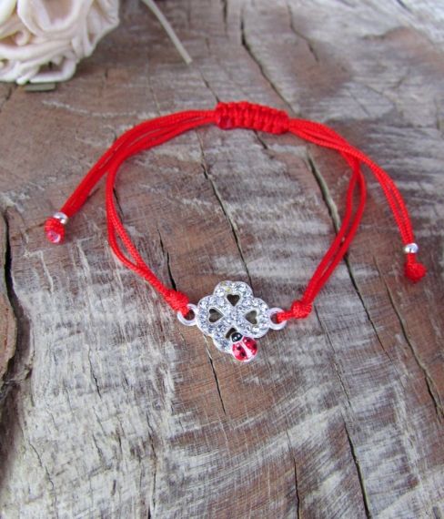 Red Bracelet - Clover with Lady-Bird