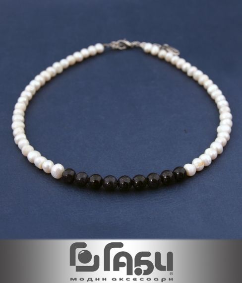  NECKLACE - PEARLS AND MINERAL