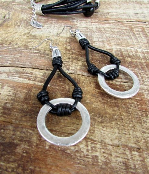 Earrings of genuine leather