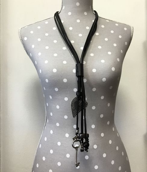 Long Leather Necklace - Key for the heart