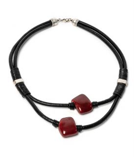 Elegant Leather Necklace - Squares