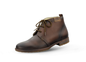 FORMAL BROWN BOOTS WITH LEATHER LOGO