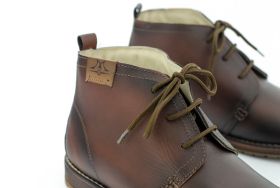 FORMAL BROWN BOOTS WITH LEATHER LOGO
