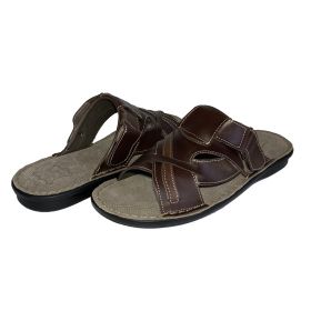 Men’s slippers of dark brown genuine leather