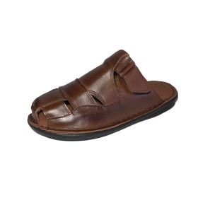 Men’s brown genuine leather slippers