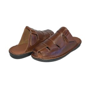 Men’s brown genuine leather slippers