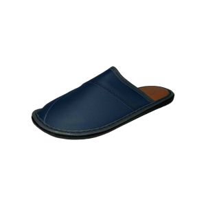 Домашни чехли от естествена кожа в синьо