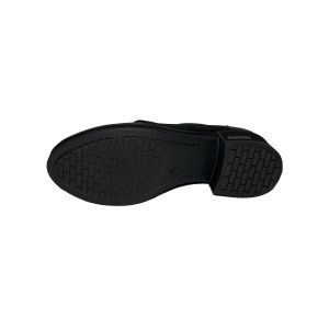 Стилни дамски обувки в черна напа и сатен