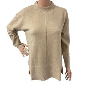 Дамски пуловер в светло кафяво 