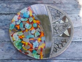 Hand-made ceramic painted plate