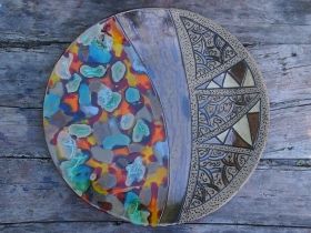 Hand-made ceramic painted plate