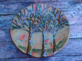 Hand-made ceramic painted plate