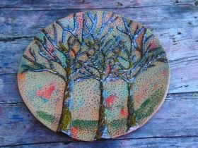 Hand-made ceramic painted plate