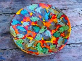 Hand-made ceramic painted plate