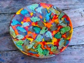 Hand-made ceramic painted plate