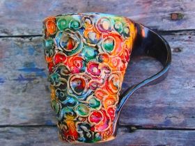 Hand-made ceramic painted cup