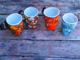 Hand-made ceramic painted cup