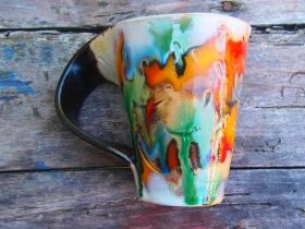 Hand-made ceramic painted cup