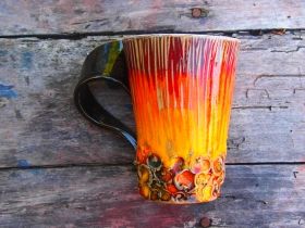 Hand-made ceramic painted cup