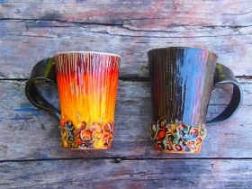 Hand-made ceramic painted cup