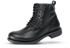 BLACK MEN'S BOOTS WITH SHOELACES AND DECORATIVE ZIPPER