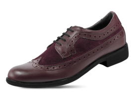 Ladies' shoes from nappa and suede in burgundy color