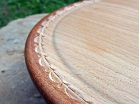 Hand-made wooden revolving tray
