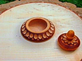 Hand-made wooden tray and saltern