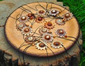 Sun hand-made wooden medallion