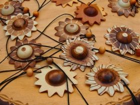 Sun hand-made wooden medallion