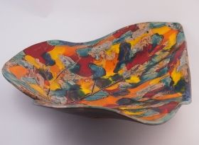 Hand-made ceramic painted plate