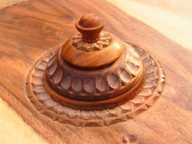 Hand-made wooden revolving tray and saltern
