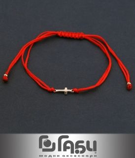 Red Bracelet - Steel Cross
