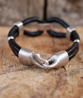  Men's leather bracelet with metal elements