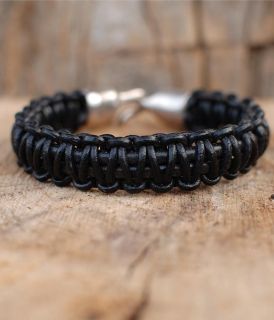 Knitted leather bracelet for gentlemen
