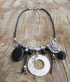 Author's necklace of metal and onyx