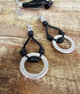 Earrings of genuine leather